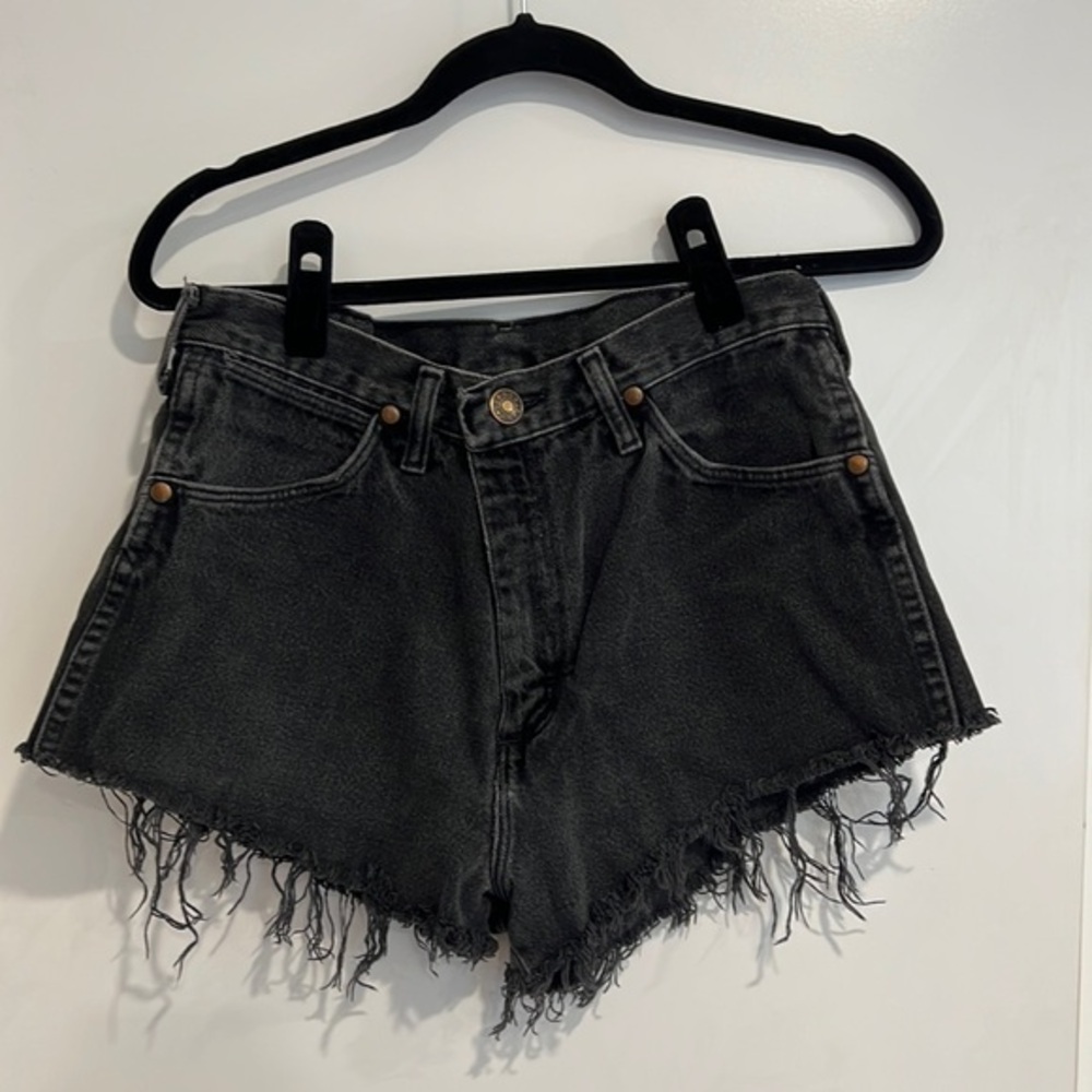 Black cutoff wrangler shorts